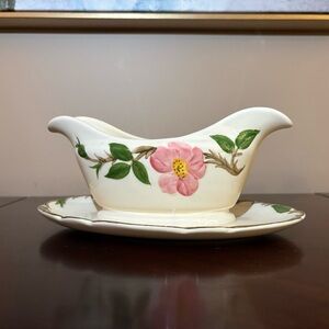 Franciscan Pink Floral Gravy Boat with Saucer